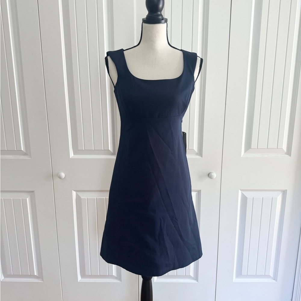 CHAIKEN Navy Blue Portrait Neck Sheath Dress Sleeveless Size 2 NWT - Picture 10 of 11